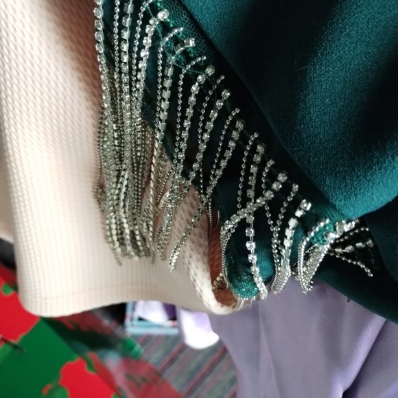 Green mini dress with rhinestones - Picture 4 of 5